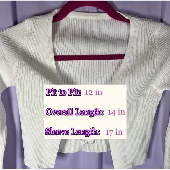 Cream Ribbed Knit Tie Front Cardigan Womens Size XS Off White Chic Minimalist - Picture 5 of 8
